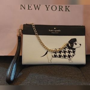 Kate Spade Black and White Dachshund Clutch
